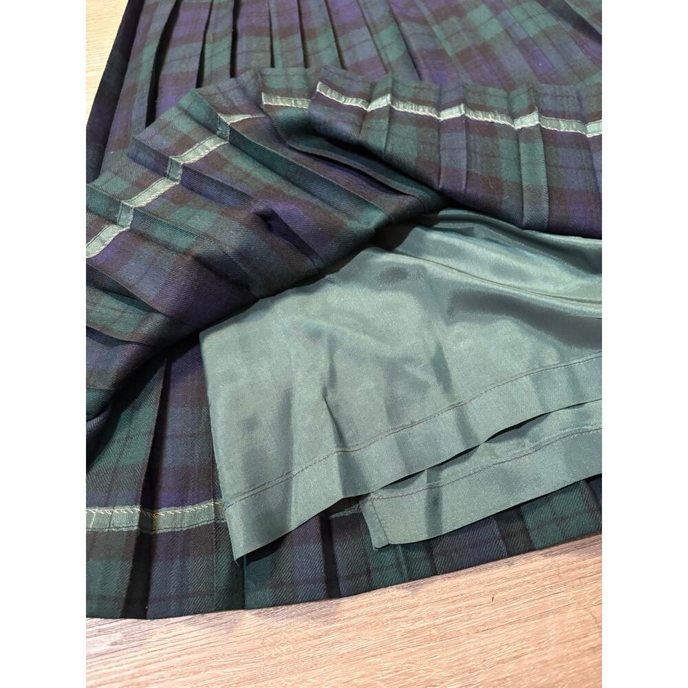 Vintage Wool Nightwatch‎ Plaid Pleated Midi Kilt Skirt Academia Preppy Classic M - Picture 6 of 8